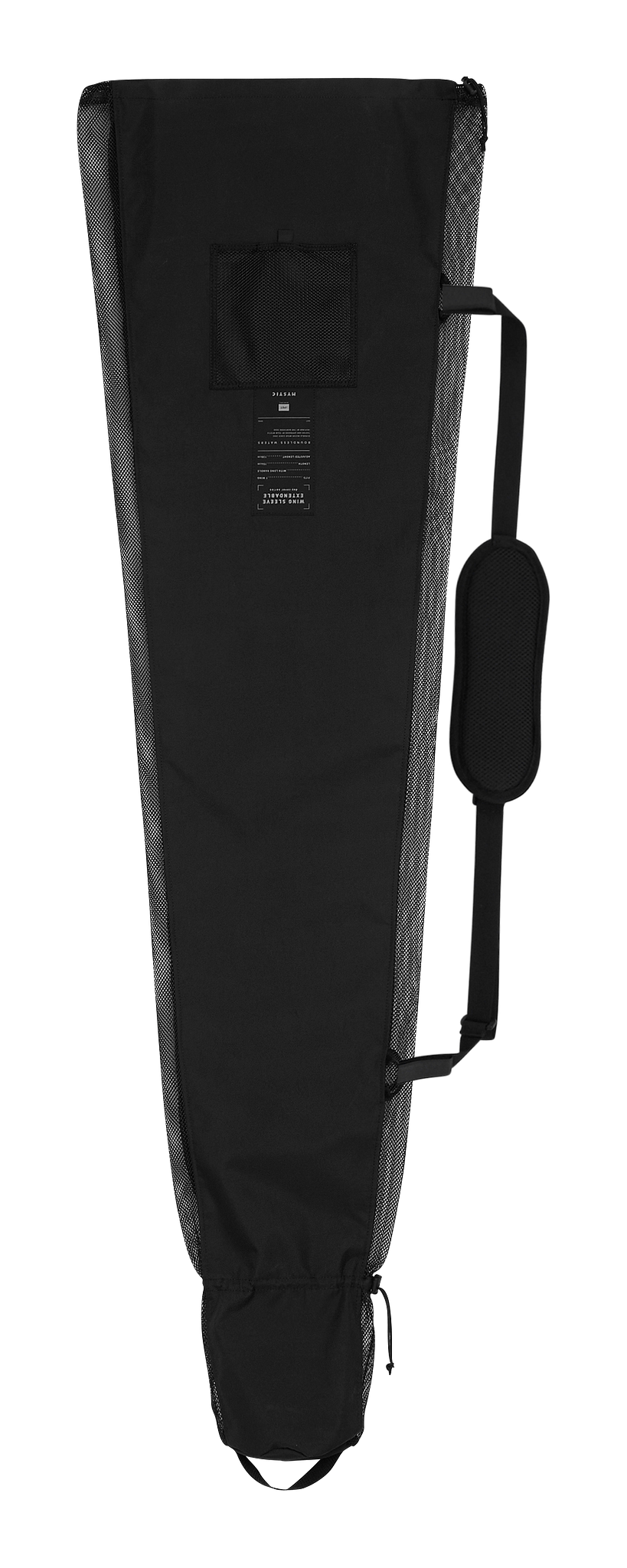 Mystic Wing Sleeve Extendable 2027 schwarze Tasche mit ausziehbarem Design und Tragegriff, Frontalansicht
