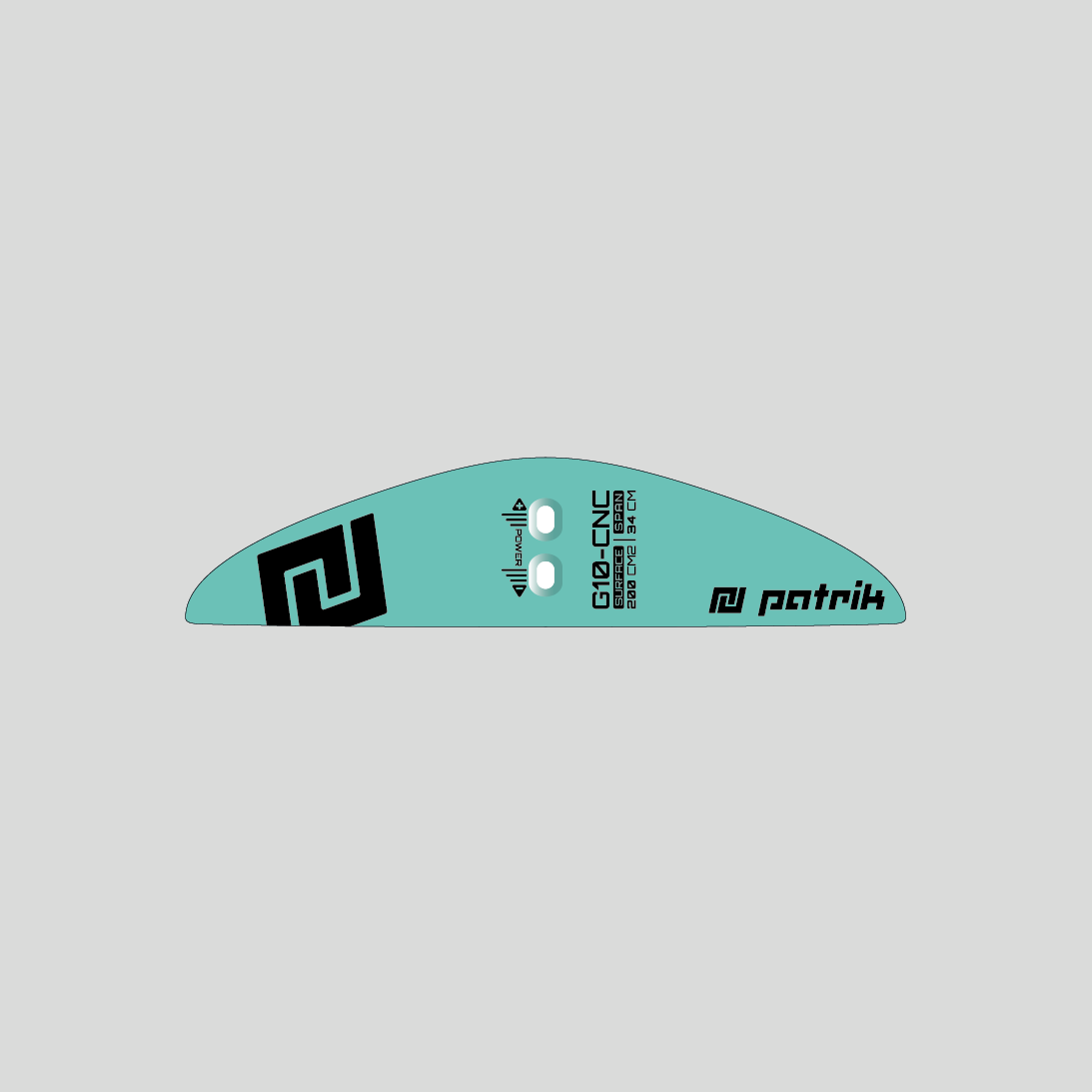Patrik Foil Back Wing türkis mit schwarzem Logo, Seitenansicht