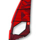 Severne 2027 S-1 Windsegel in Rot mit geometrischem Muster, Seitenansicht auf weißem Hintergrund