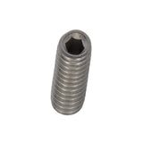 Futures One Tab Grub Screw Edelstahl mit Innensechskant, Nahaufnahme von oben