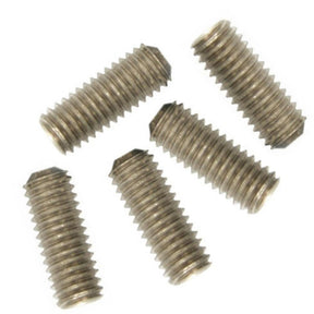 Futures One Tab Grub Screws Surfboard-Schrauben, Metall, silberfarben, fünf Gewindeschrauben in verschiedenen Größen, Draufsicht
