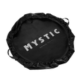 Mystic Wetsuit Bag 2027, schwarze Nylontasche mit silbernem Schriftzug, Draufsicht, Kordelzug und Griffe