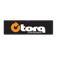 Torq Surfboards Werbebanner mit orangem Logo und weißer Schrift auf schwarzem Hintergrund