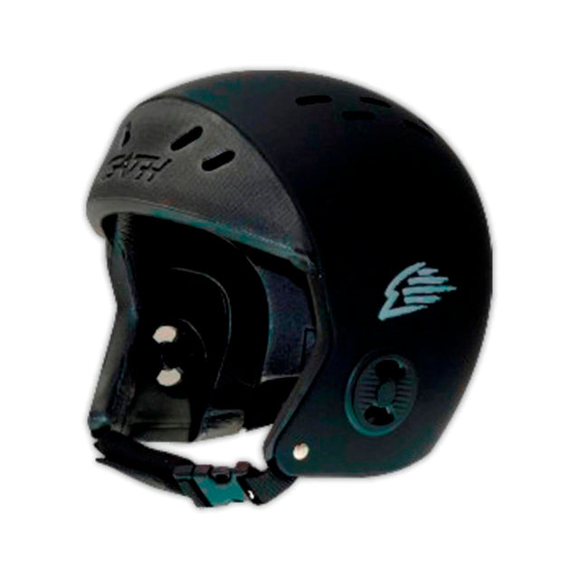 GATH Wassersport Helm Standard Hat EVA schwarz mit Türkis, EVA-Material, Belüftungslöcher, Seitenansicht