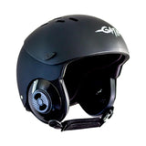 Gath Gedi Wassersport Helm in Schwarz mit Belüftungslöchern, seitlichen Ohrenschützern und Kinnriemen, Seitenansicht