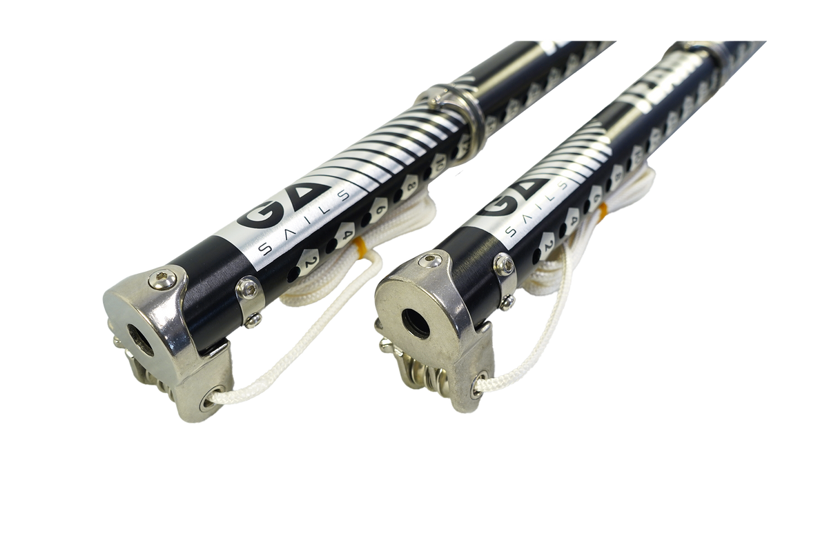 GA Extension PRO Alu LTD MTE 2026 Aluminium-Verlängerung, schwarz-weiß, Detailansicht der Befestigungselemente