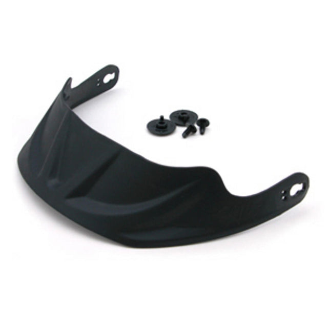 Gath Ribbed Peak Helmschild schwarz mit Befestigungszubehör, Frontansicht