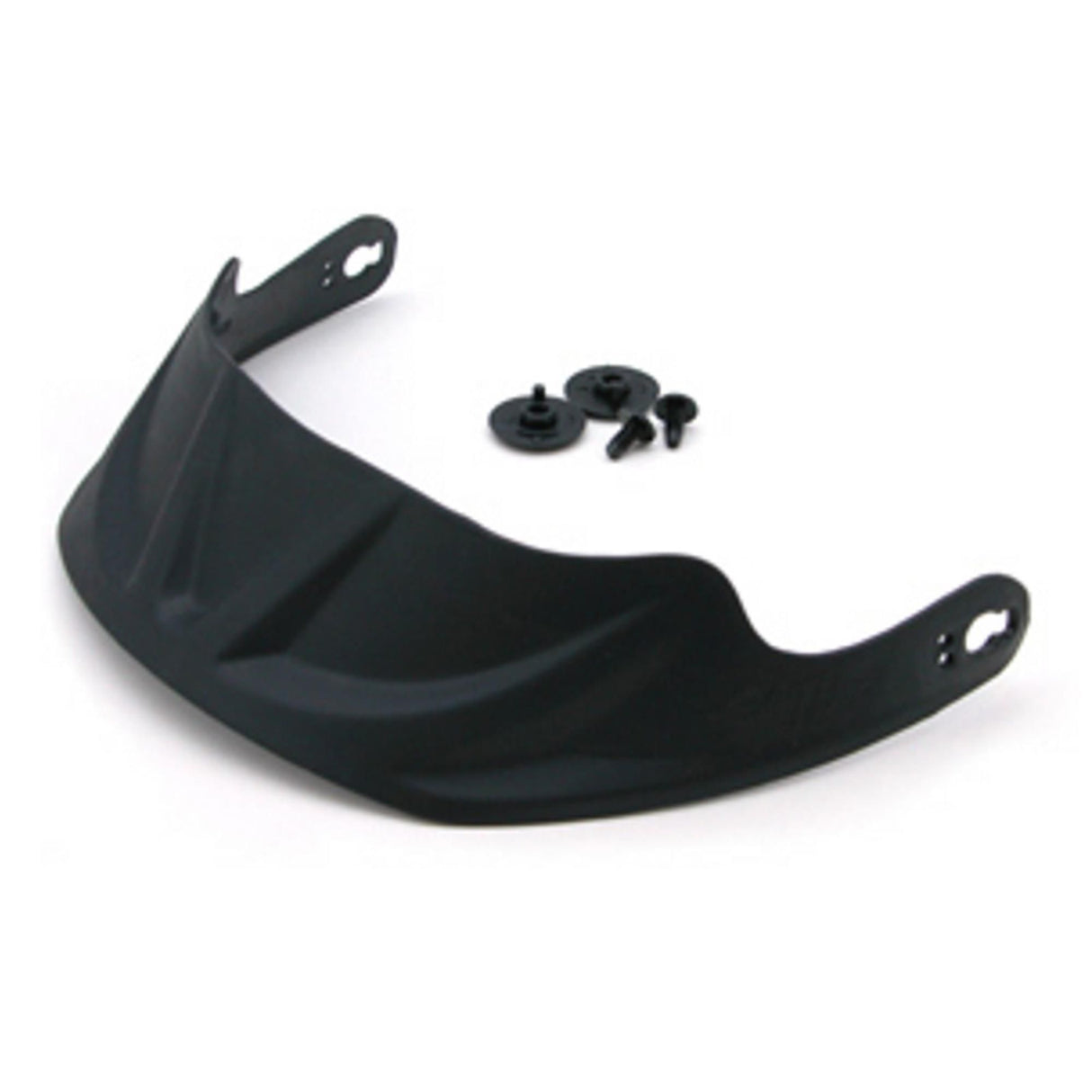 Gath Ribbed Peak Helmschild schwarz mit Befestigungsteilen, Frontalansicht