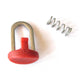 Tekknosport Mastextension Pin-System Clip mit rotem Kunststoffgriff und Metallstift, Draufsicht