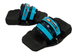 GA Kiteboard Footpad Fußstrap Set 2026, schwarz mit blauem Strap, Draufsicht auf Paar Bindungen
