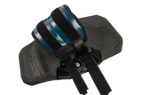 GA Kiteboard Footpad Foodstrap Set 2026, schwarze Fußpolster mit blauem Riemen und Klettverschluss, Draufsicht