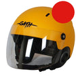 GATH RESCUE Safety Helm gelb mit rotem Rettungsball und klarem Visier, Seitenansicht