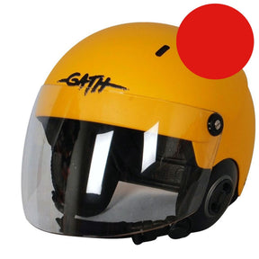 GATH RESCUE Safety Helm gelb mit rotem Rettungsball und klarem Visier, Seitenansicht