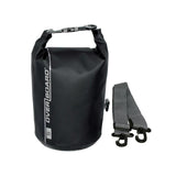 OverBoard wasserdichter Packsack 5L schwarz mit Rollverschluss und abnehmbarem Schultergurt, Frontansicht