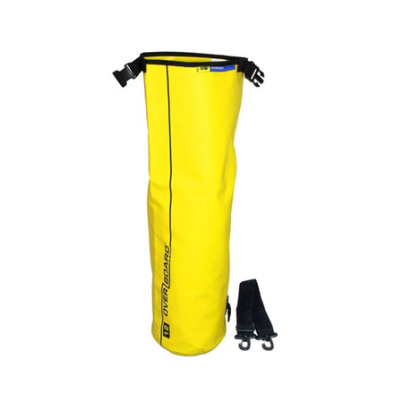 OverBoard wasserdichter Packsack 12 Liter, gelb, mit schwarzen Tragegriffen und Befestigungssystem
