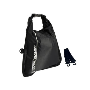 OverBoard wasserdichte Tasche 5 Liter in Schwarz mit Rollverschluss und Schultergurten, Frontansicht