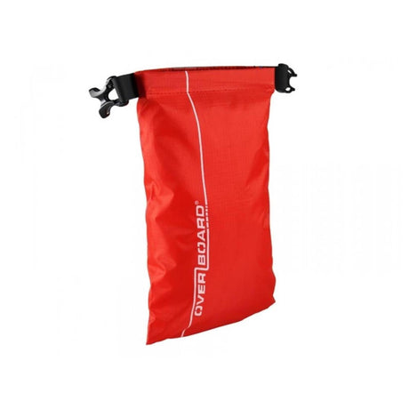 OverBoard wasserdichter Beutel 1 Liter rot mit schwarzem Verschlussband, Frontansicht
