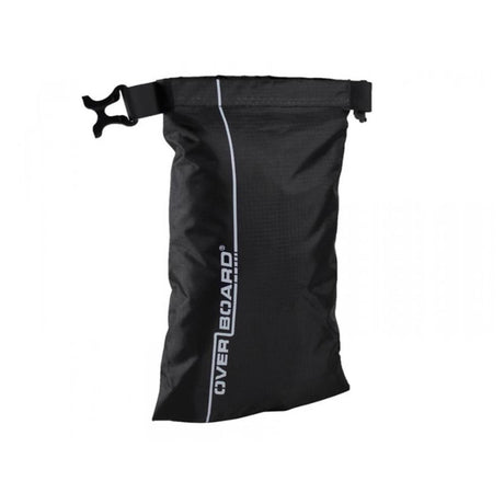 OverBoard wasserdichter Beutel 1 Liter schwarz mit Verschlussband und reflektierendem Logo, Frontansicht