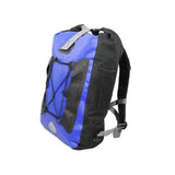 OverBoard Classic Wasserdichter Rucksack blau-schwarz mit Rollverschluss und Netzfächern, Seitenansicht