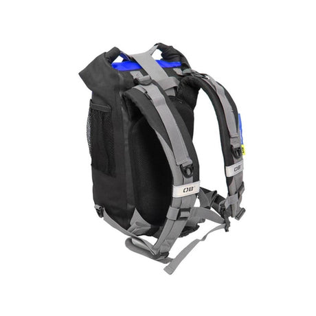 OverBoard Classic Wasserdichter Rucksack in Schwarz mit grauen Schultergurten, Rückansicht