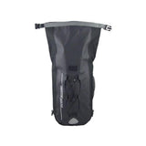 OverBoard wasserdichter Rucksack Classic 20L in Schwarz, Frontansicht mit Schultergurten und Verschlussschnüren