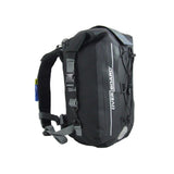 OverBoard wasserdichter Rucksack Classic 20 Liter in Schwarz, seitliche Ansicht mit Schultergurten und Tragegriffen