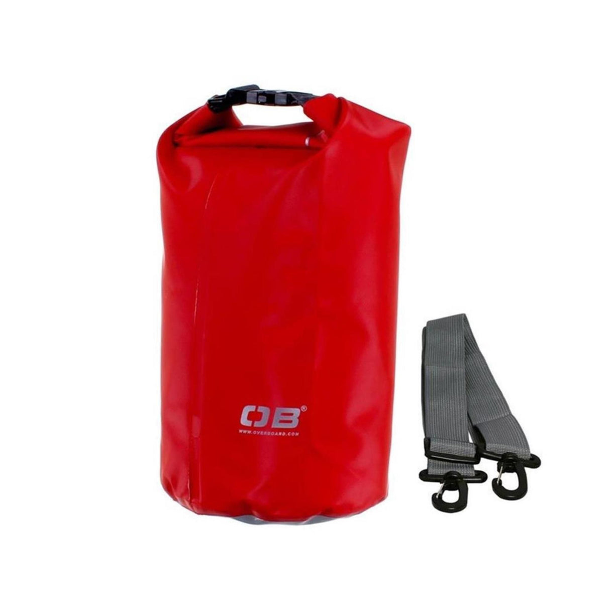 OverBoard wasserdichter Packsack 5 Liter rot mit Tragegurt, frontal