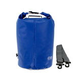 OverBoard wasserdichter Packsack 30 Liter blau mit Schultergurt, Frontansicht