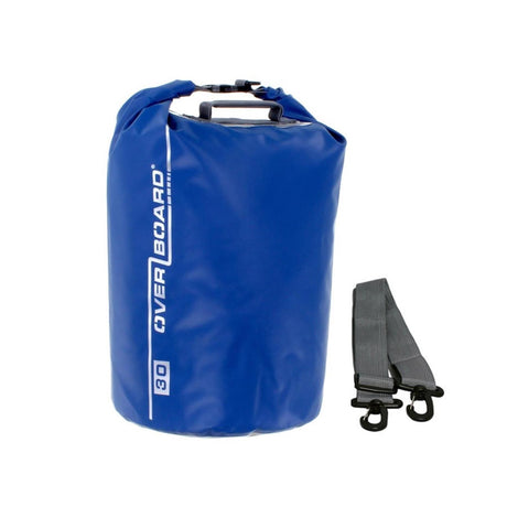 OverBoard wasserdichter Packsack 30 Liter blau mit Tragegurt, Frontansicht