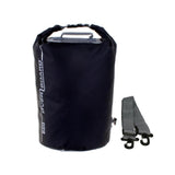 OverBoard wasserdichter Packsack 30L in Schwarz mit Rollverschluss, Tragegriffen und Schultergurt, Frontansicht