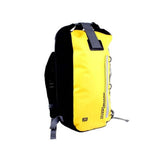 OverBoard wasserdichter Rucksack 20L gelb-schwarz mit Rollverschluss und Schultergurten, Seitenansicht