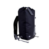 OverBoard wasserdichter Rucksack 20 Liter in Schwarz mit Roll-Top-Verschluss und gepolsterten Schultergurten, Seitenansicht