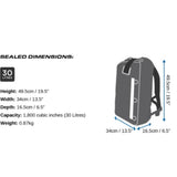 OverBoard wasserdichter Rucksack 30L grau mit Maßangaben, Seitenansicht