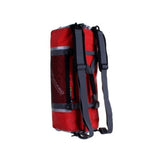 OverBoard Duffel Bag Pro rot wasserdicht Rucksack mit Schultergurten und reflektierenden Streifen Seitenansicht