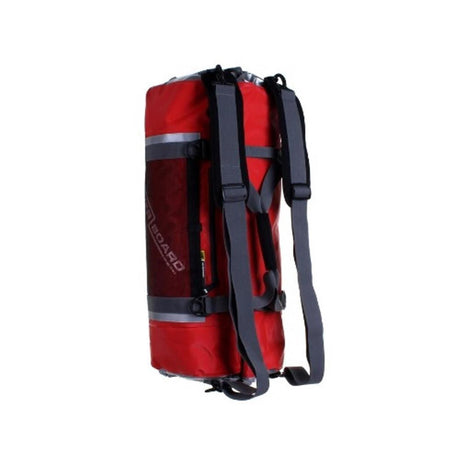 OverBoard Duffel Bag Pro rot wasserdicht Rucksack mit Schultergurten und reflektierenden Streifen Seitenansicht