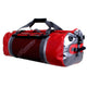OverBoard Duffel Bag Pro wasserdichte Reisetasche Rot-Schwarz mit Tragegriffen, Seitenansicht