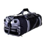 OverBoard Duffel Bag Pro, Wasserdichte Reisetasche in Schwarz und Grau mit Schultergurt, Seitenperspektive