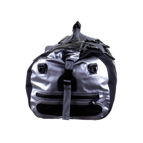 OverBoard Duffel Bag Pro schwarze wasserdichte Reisetasche mit Tragegriffen, Frontansicht