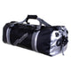 OverBoard Duffel Bag Pro, wasserdichte Reisetasche in Schwarz und Silber mit Tragegriffen, seitliche Ansicht