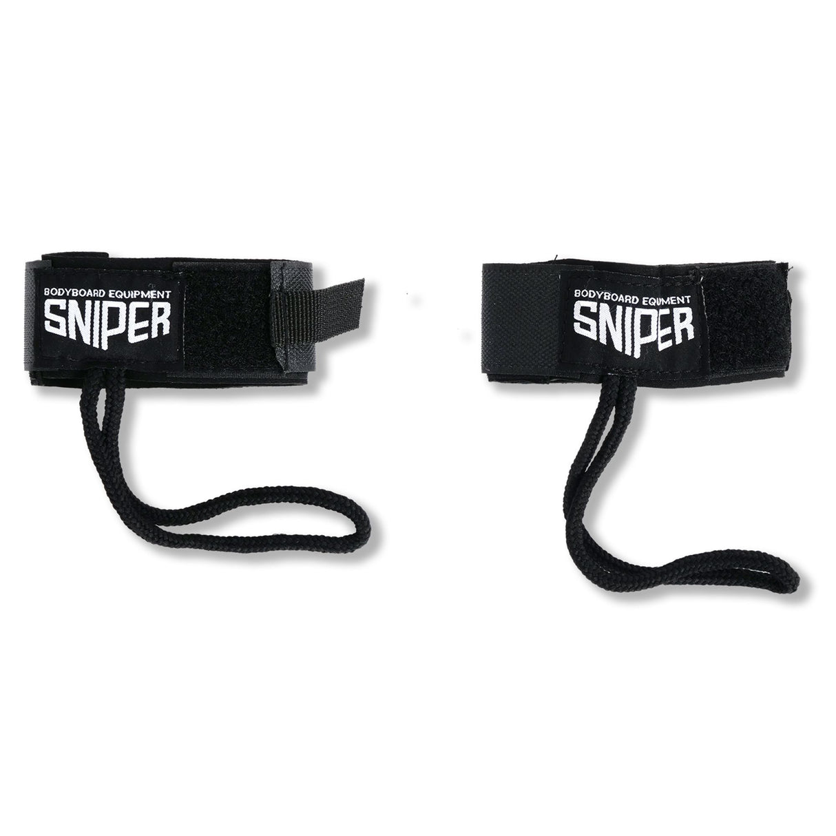 SNIPER Bodyboard Flossen Leash Deluxe, schwarzes Neopren-Armband mit Kordel, zwei Ansichten