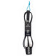 Roam Surfboard Leash Premium in Schwarz mit blauer Schlaufe, Neopren-Material, Frontalansicht des kompletten Leash