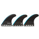 FUTURES Thruster Fin Set JJF-2 Techflex schwarz blau drei Flossen Frontansicht