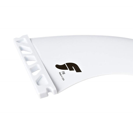 FUTURES Thruster Fin Set F6 Thermotech weiß, drei Flossen mit Kunststoffbase, Seitenansicht