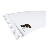 FUTURES Thruster Fin Set F8 Thermotech weiß, drei Flossen aus Kunststoff, Seitenansicht
