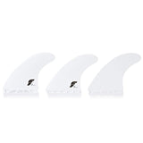 FUTURES Thruster Fin Set F8 Thermotech, weiß, drei Flossen, Seitenansicht