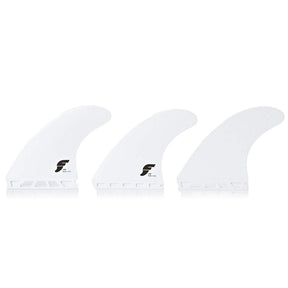 FUTURES Thruster Fin Set F8 Thermotech, weiß, drei Flossen, Seitenansicht