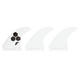 FUTURES Thruster Fin Set Al Merrick Thermotech weiß mit Hexagon-Design, drei Flossen Frontalansicht