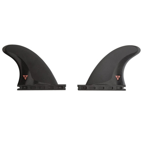 FUTURES Quad Rear Fin Set Sym Alpha schwarze Surfflossen symmetrisches Design Draufsicht