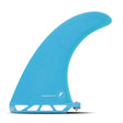 Futures Single Fin Performance Fiberglass US in Blau, Seitenansicht, gebogenes Design mit Glasfaser-Konstruktion