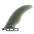 FUTURES Single Fin Cutaway Fiberglass US grau, Seitenansicht mit Cutaway-Design und Befestigungssystem
